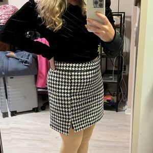 Vici Black and White Wrap Pencil Mini Skirt